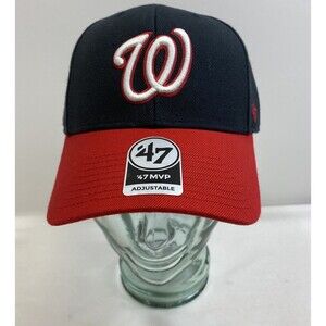 Washington Nationals '47 MVP Baseball Hat Blue Red Adjustable Rear Spell Out